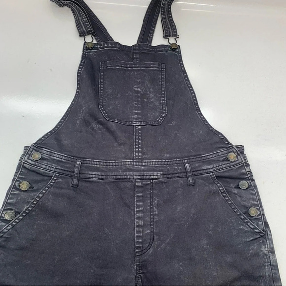 Forever 21 Denim Overalls Women 30 Black Fade Bib Pocket Y2K Western Retro Boho - Picture 7 of 12